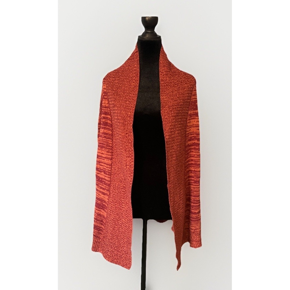 Architect Cardigan Sweater Women's Size L Open Front Burnt Rusty Orange.